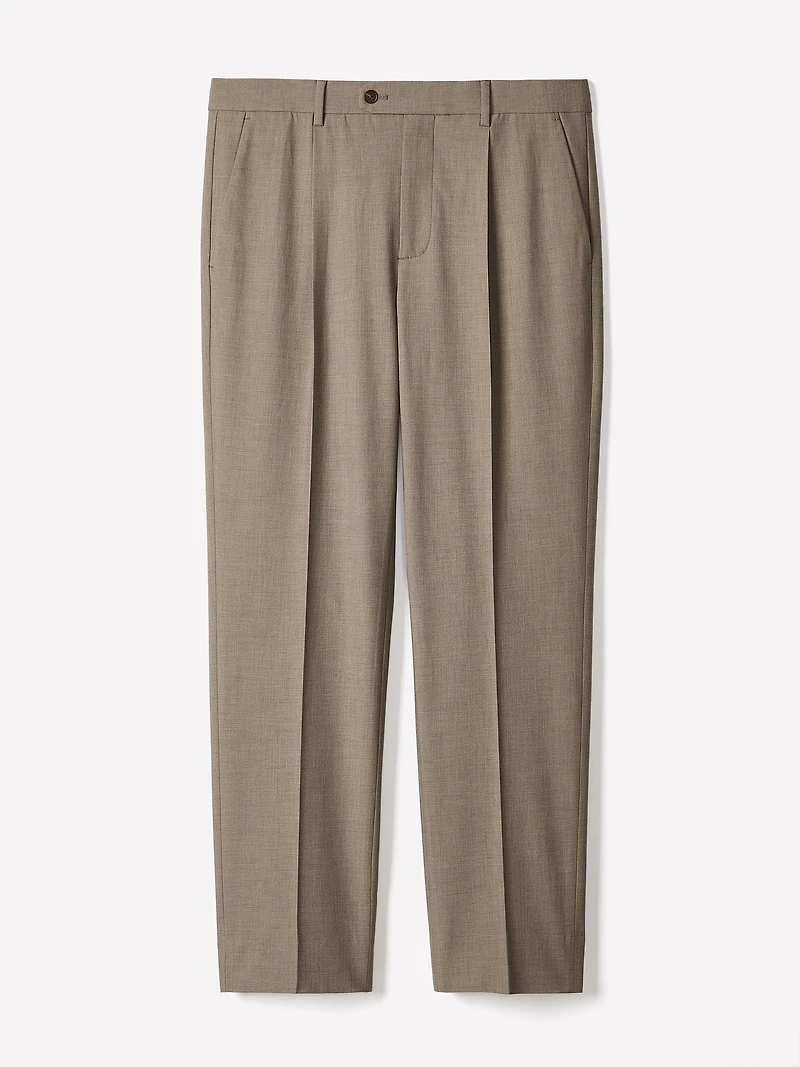 Wool-Blend Tapered-Leg Pleated Dress Pant