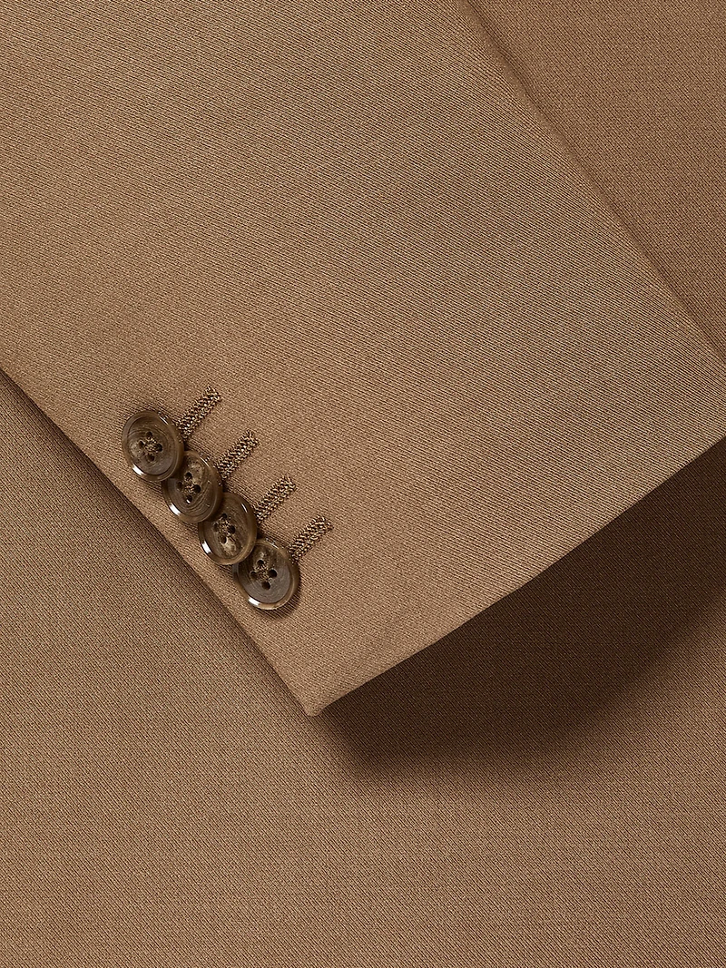 Veston de Complet Beige Doré à Coupe Étroite