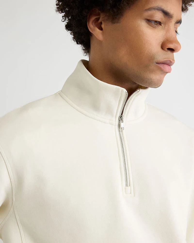 Long-Sleeve Half-Zip Mock-Neck Sweater