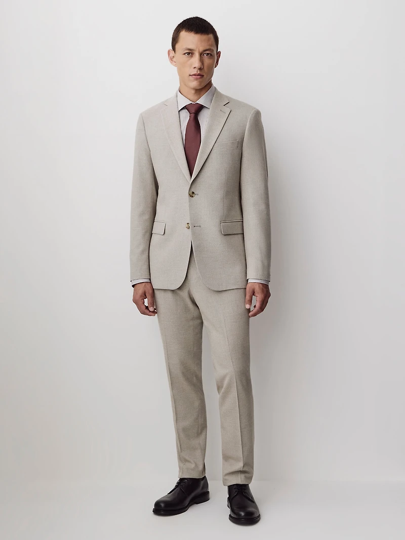 Pantalon en Sergé Brossé Avoine à Coupe Étroite