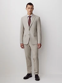 Pantalon en Sergé Brossé Avoine à Coupe Étroite