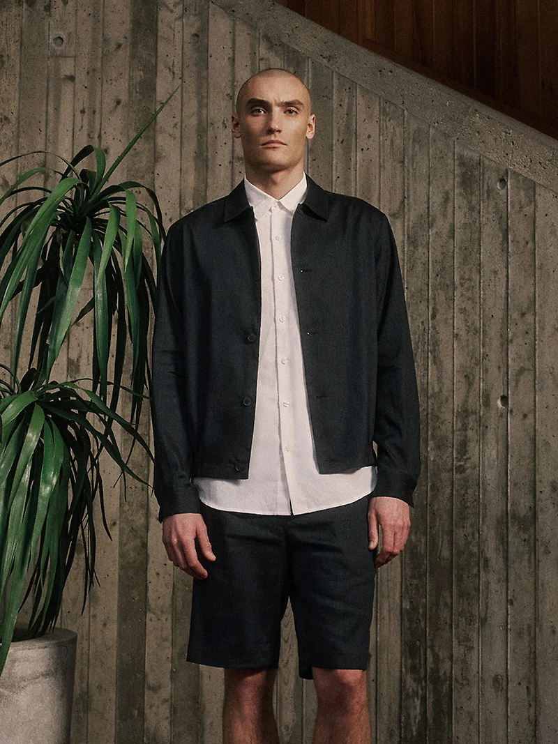 Short Plissé en Mélange de Lin