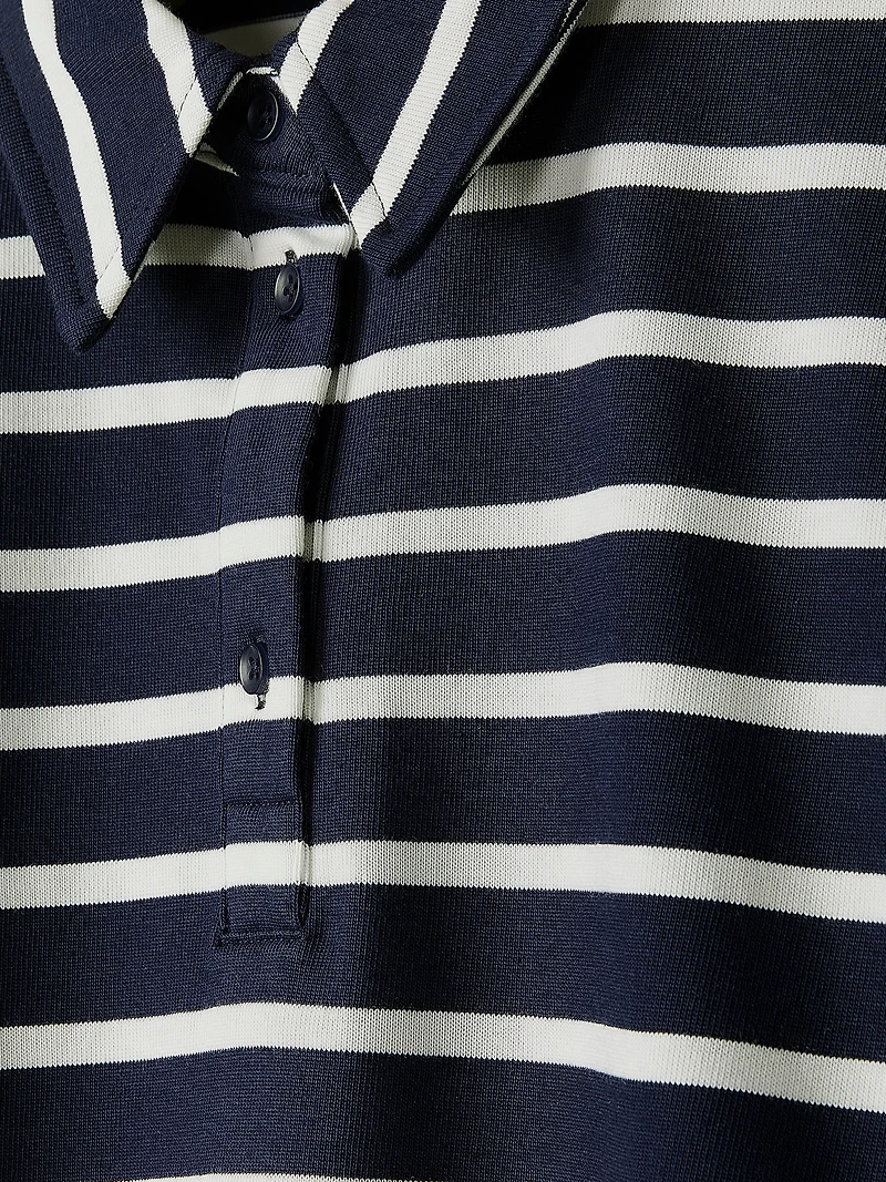 Striped Short-Sleeve Polo Dress
