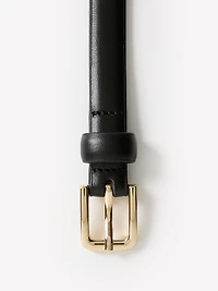 Slim Leather Belt with Square Buckle