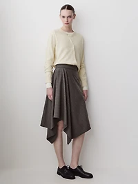 High-Rise Asymmetrical Flare Midi Skirt