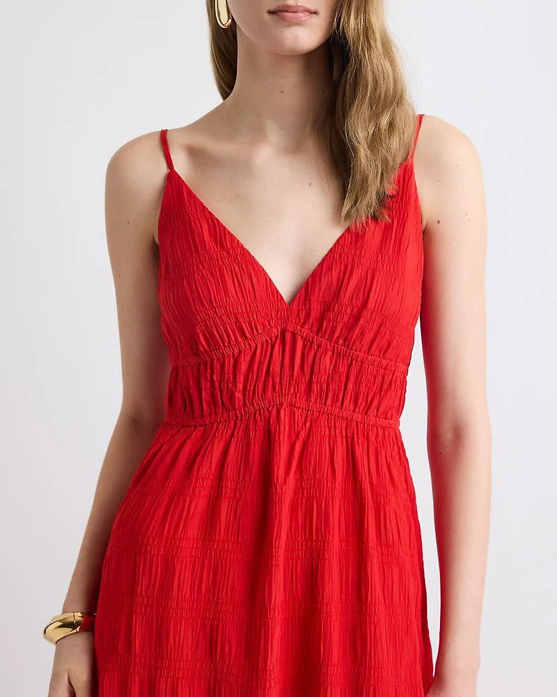 Sleeveless V-Neck Maxi Dress Textured Jacquard