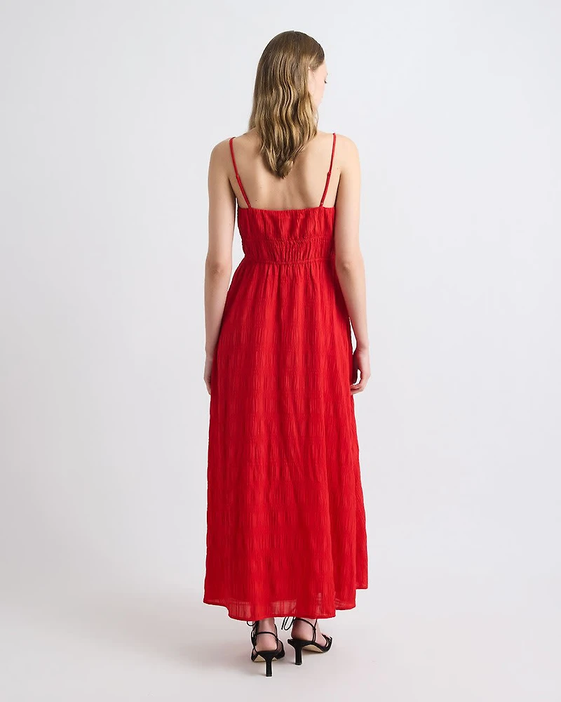 Sleeveless V-Neck Maxi Dress Textured Jacquard