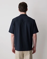 Short-Sleeve Textured Shirt with Camp Collar