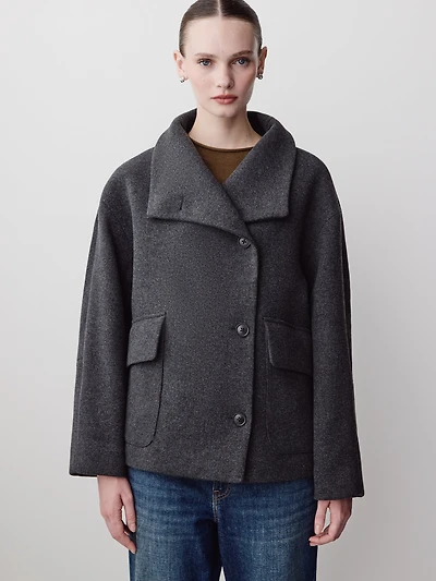 Veste en Laine à Col Montant