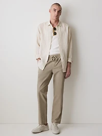 Chemise à Manches Longues en Lin Rayé