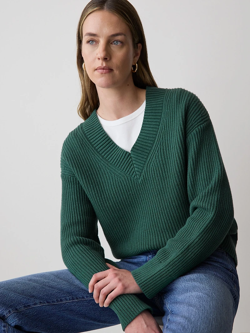 Long-Sleeve V-Neck Sweater