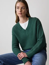 Long-Sleeve V-Neck Sweater