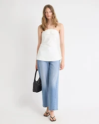 Linen-Blend Straight-Neck Tube Top