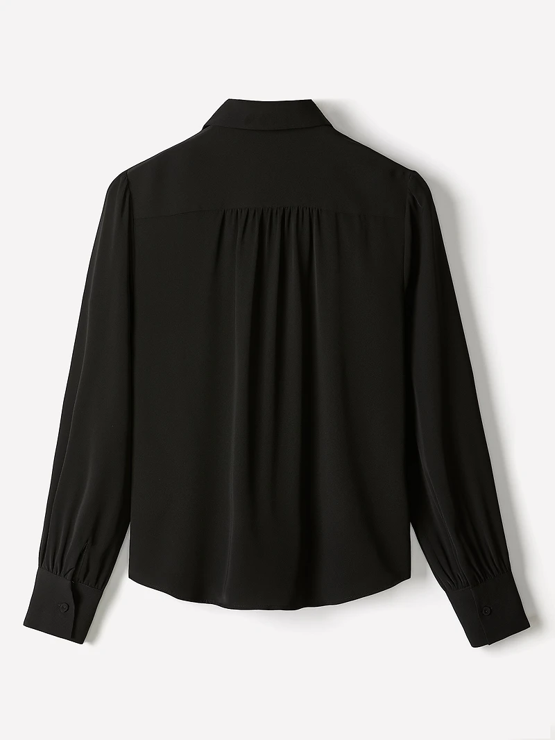 Blouse Boutonnée en Crêpe Soyeux à Manches Longues