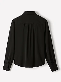 Blouse Boutonnée en Crêpe Soyeux à Manches Longues