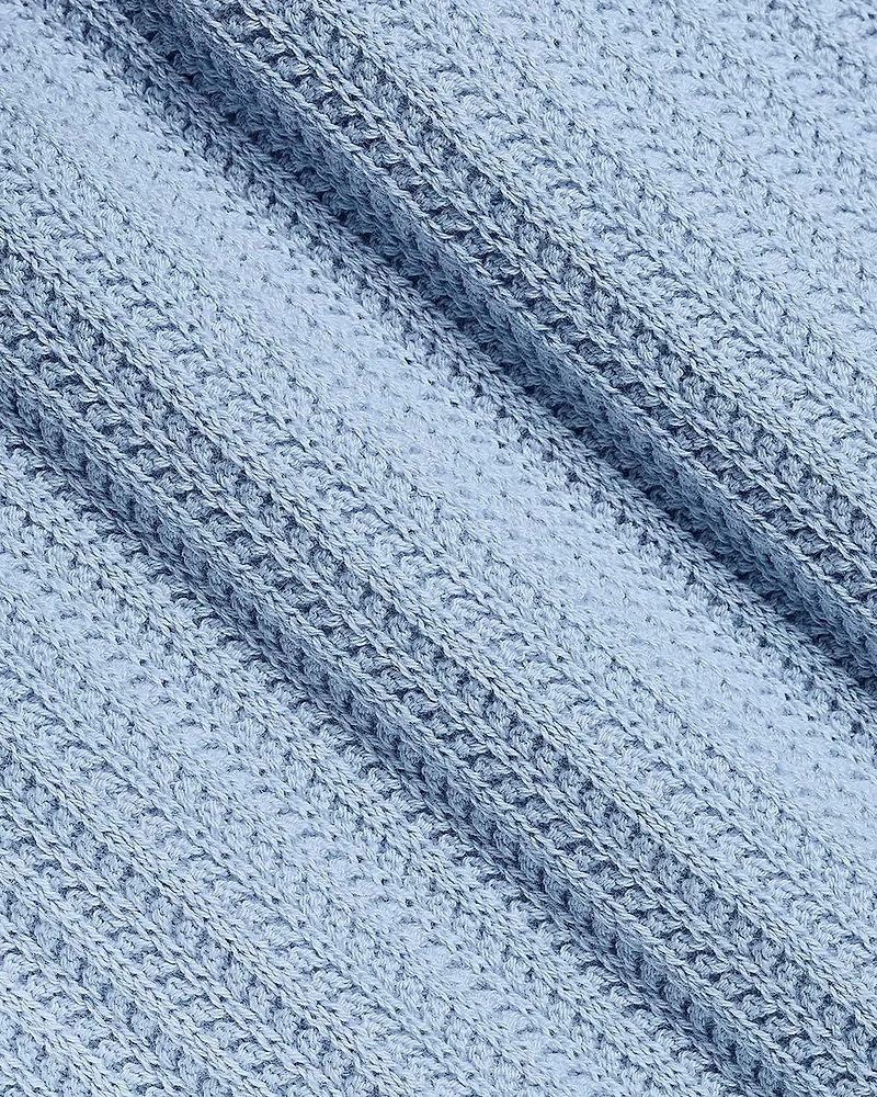 Short-Sleeve Textured Polo Sweater