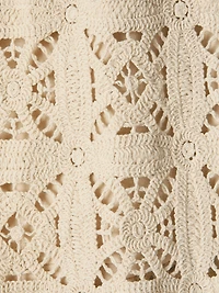 Jupe Droite Midi en Tricot Crocheté