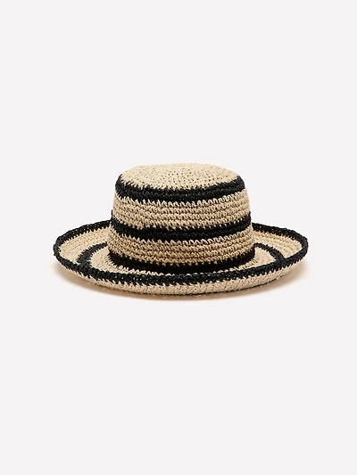 Two-Tone Straw Bucket Hat
