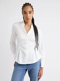 Long-Sleeve Buttoned-Down Poplin Blouse