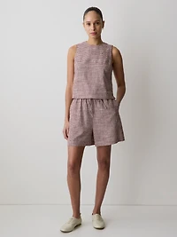 Linen-Blend Mid-Rise Pull-On Short