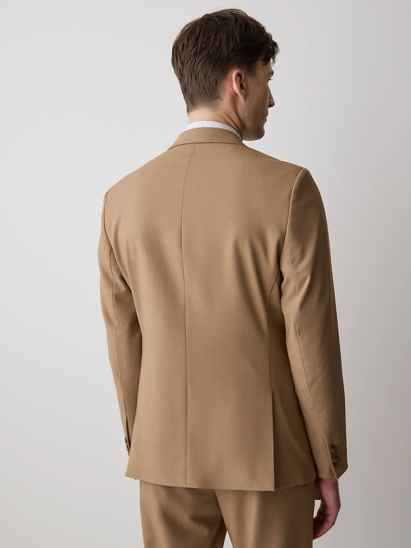 Veston de Complet Beige Doré à Coupe Étroite