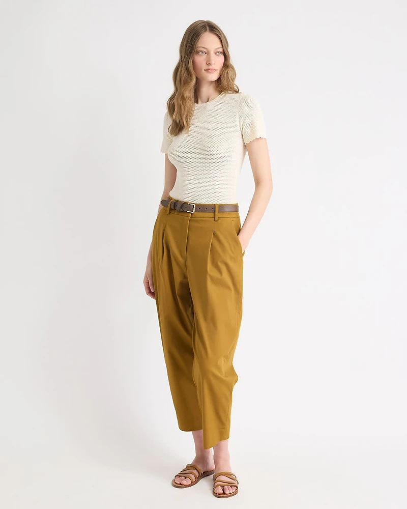 Short-Sleeve Crew-Neck Textured-Knit Sweater