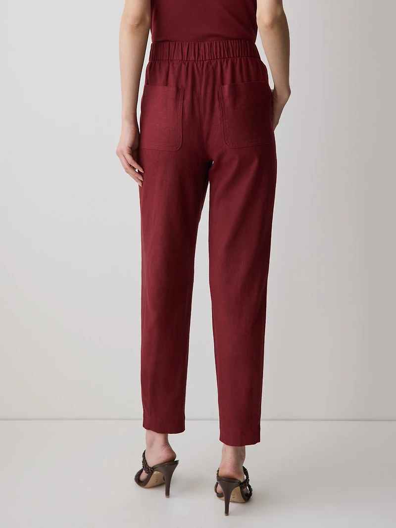 Linen Mid-Rise Tapered-Leg Jogger Pant