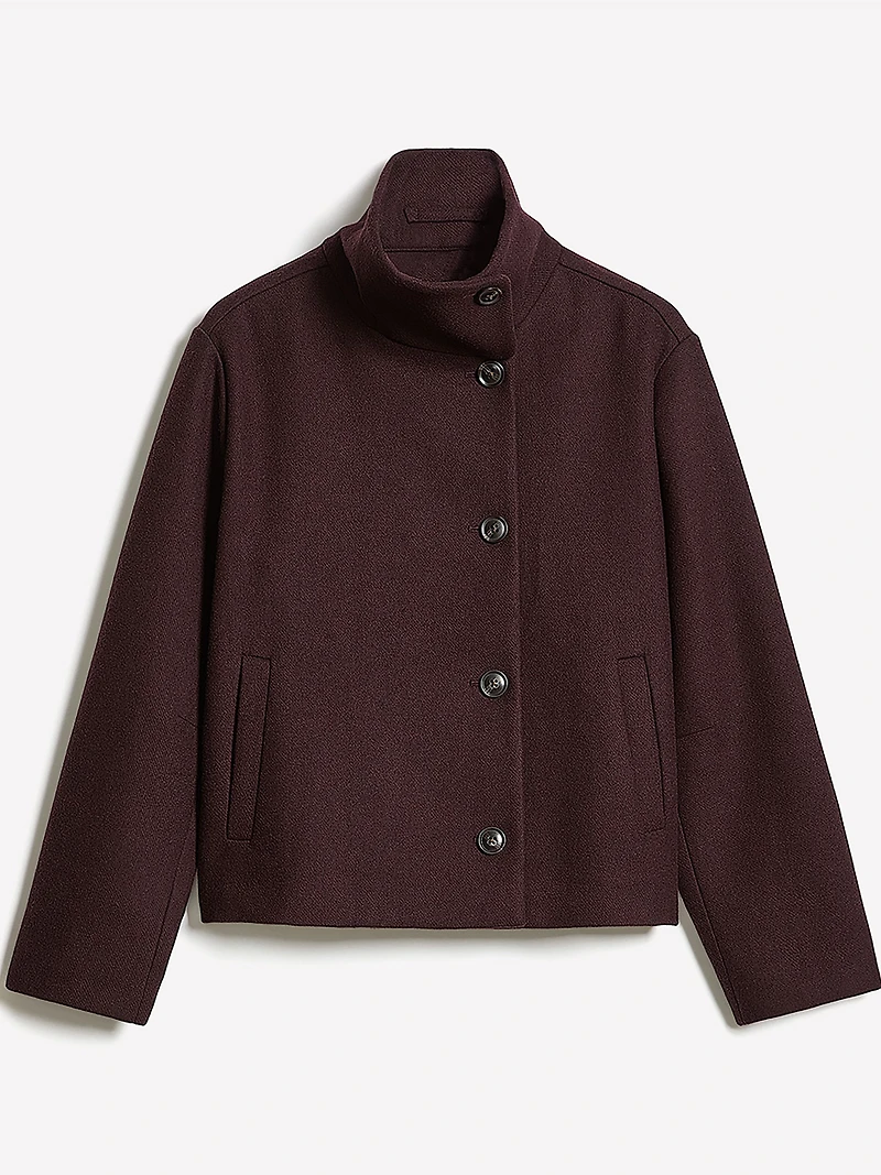 Wool-Blend Funnel-Neck Jacket