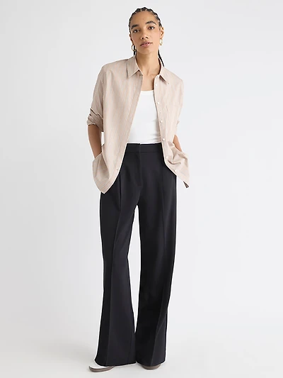 Black High-Rise Wide-Leg Knit Pant