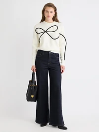 Long-Sleeve Crew-Neck Bow Sweater