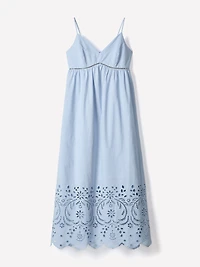 Robe Maxi à Oeillets Sans Manches Col en Coeur