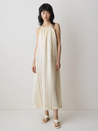 Sleeveless Halter-Neck Midi Dress