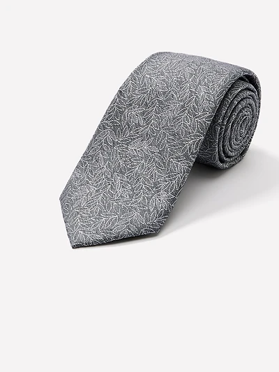 Green Regular Tie with Foliage Pattern