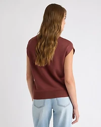 Pull Sans Manches à Col Montant avec Boutons l'Épaule