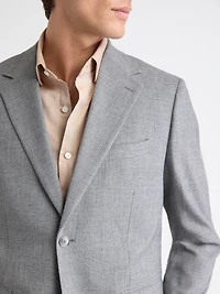 Veston de Complet Hopsack Gris à Coupe Ajustée