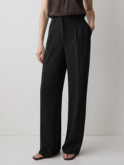Pantalon à Taille Haute et Jambe Large