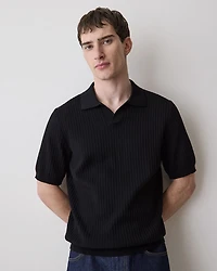 Cotton Short-Sleeve Polo with Johnny Collar