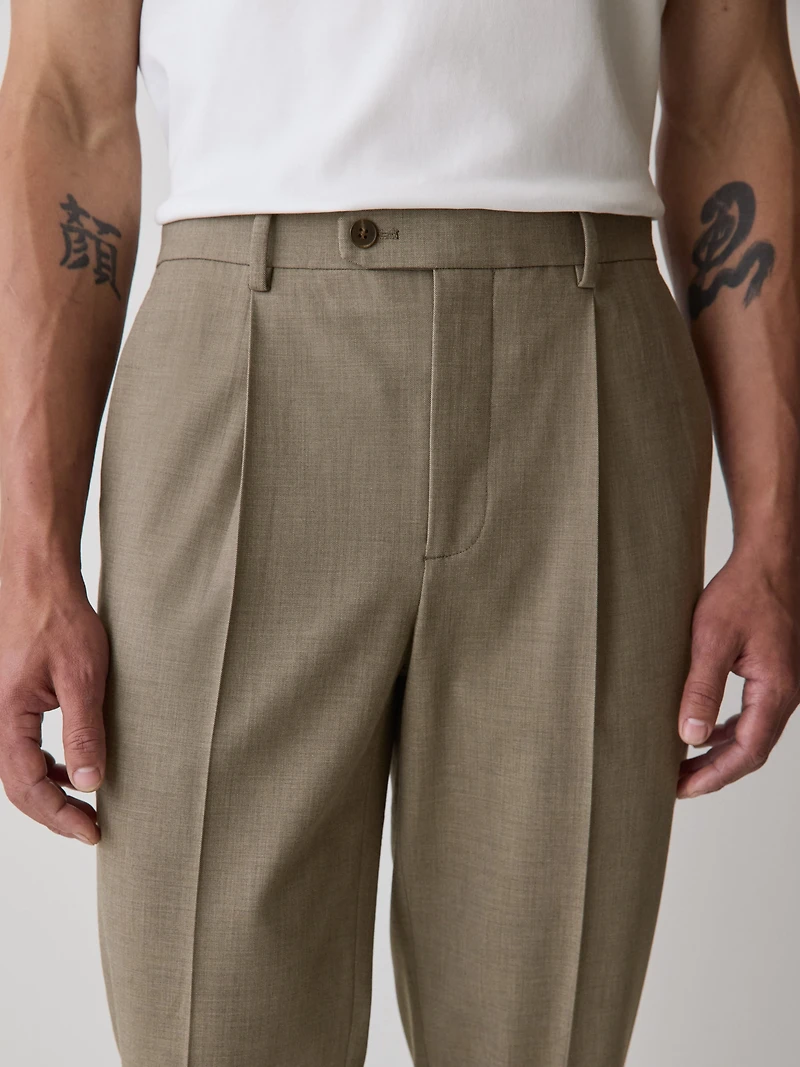 Wool-Blend Tapered-Leg Pleated Dress Pant
