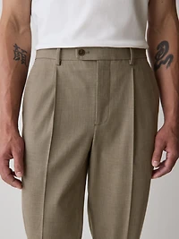 Wool-Blend Tapered-Leg Pleated Dress Pant