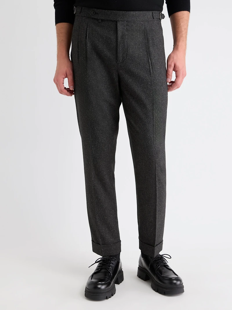 Tweed-Effect Tapered-Leg Pant