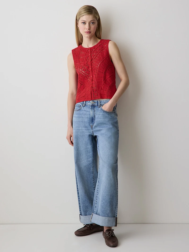 Buttoned-Down Crochet Tank Top