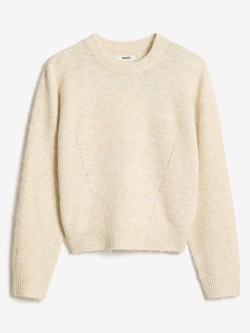 Pull à Manches Longues et Col Rond en Tricot Pelucheux