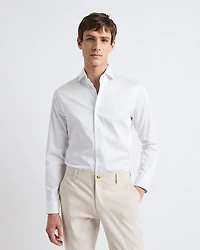 Chemise Habillée Blanche à Coupe Étroite Pois