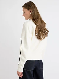 Long-Sleeve Crew-Neck Bow Sweater