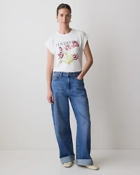 T-Shirt à Col Rond et Manches Très Courtes