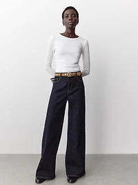 Dark-Wash High-Rise Ultra-Wide-Leg Jeans