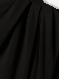 Extended-Sleeve Boat-Neck Top with Pleated Details