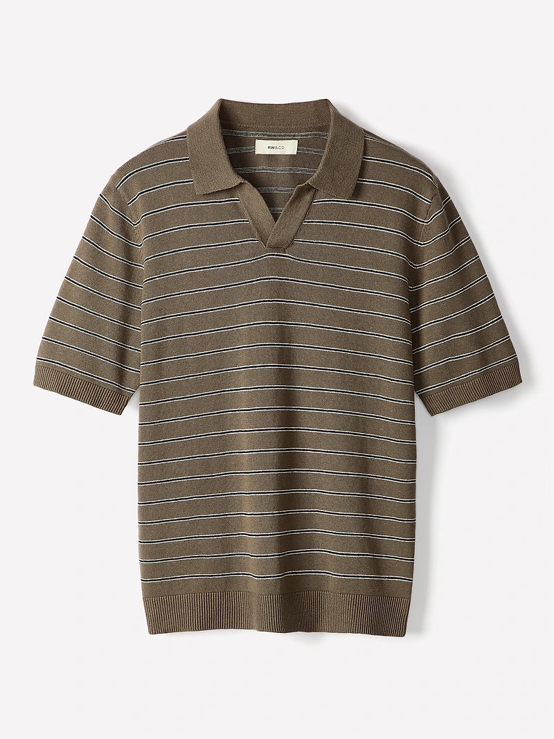 Polo en Mélange de Lin à Manches Courtes