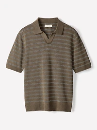 Polo en Mélange de Lin à Manches Courtes