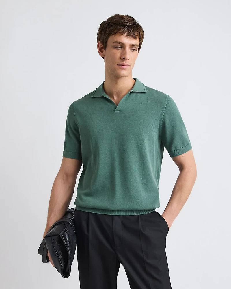 Polo à Manches Courtes en Coton avec Col Johnny